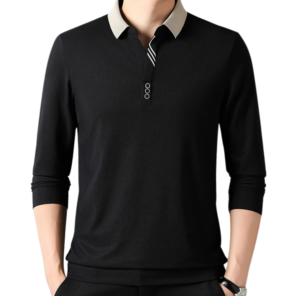 Herr Poloshirt med Lång Ärmar och Klassisk Stil 1