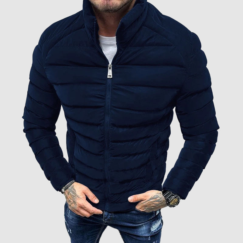 Herr Pufferjacka Hög Krage Modern Stil 1