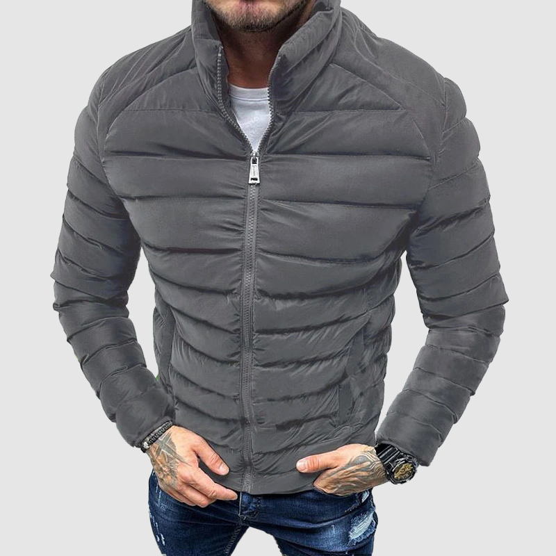 Herr Pufferjacka Hög Krage Modern Stil 2