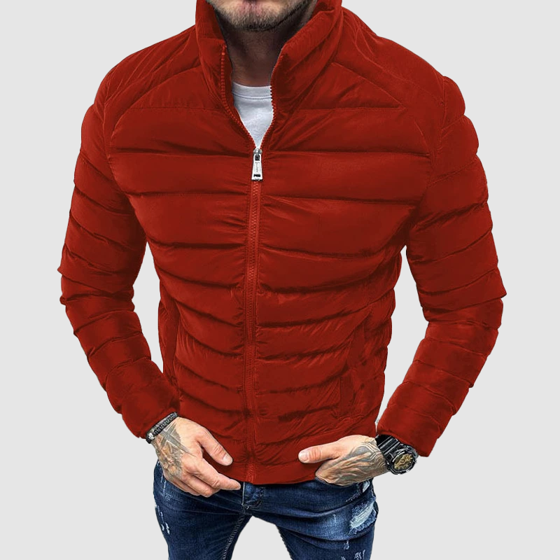 Herr Pufferjacka Hög Krage Modern Stil 3