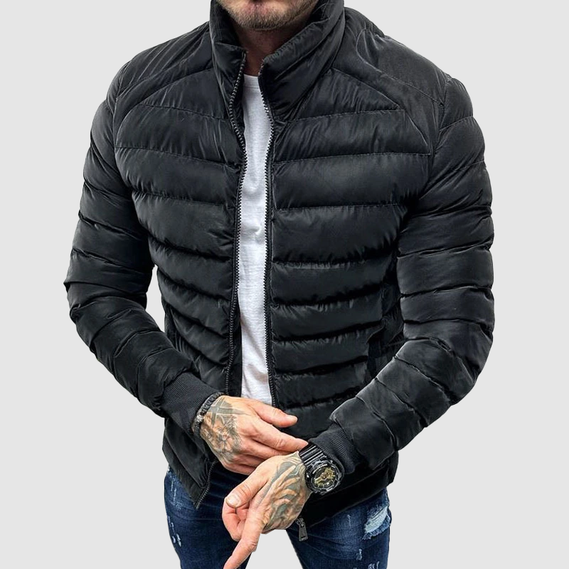 Herr Pufferjacka Hög Krage Modern Stil 4