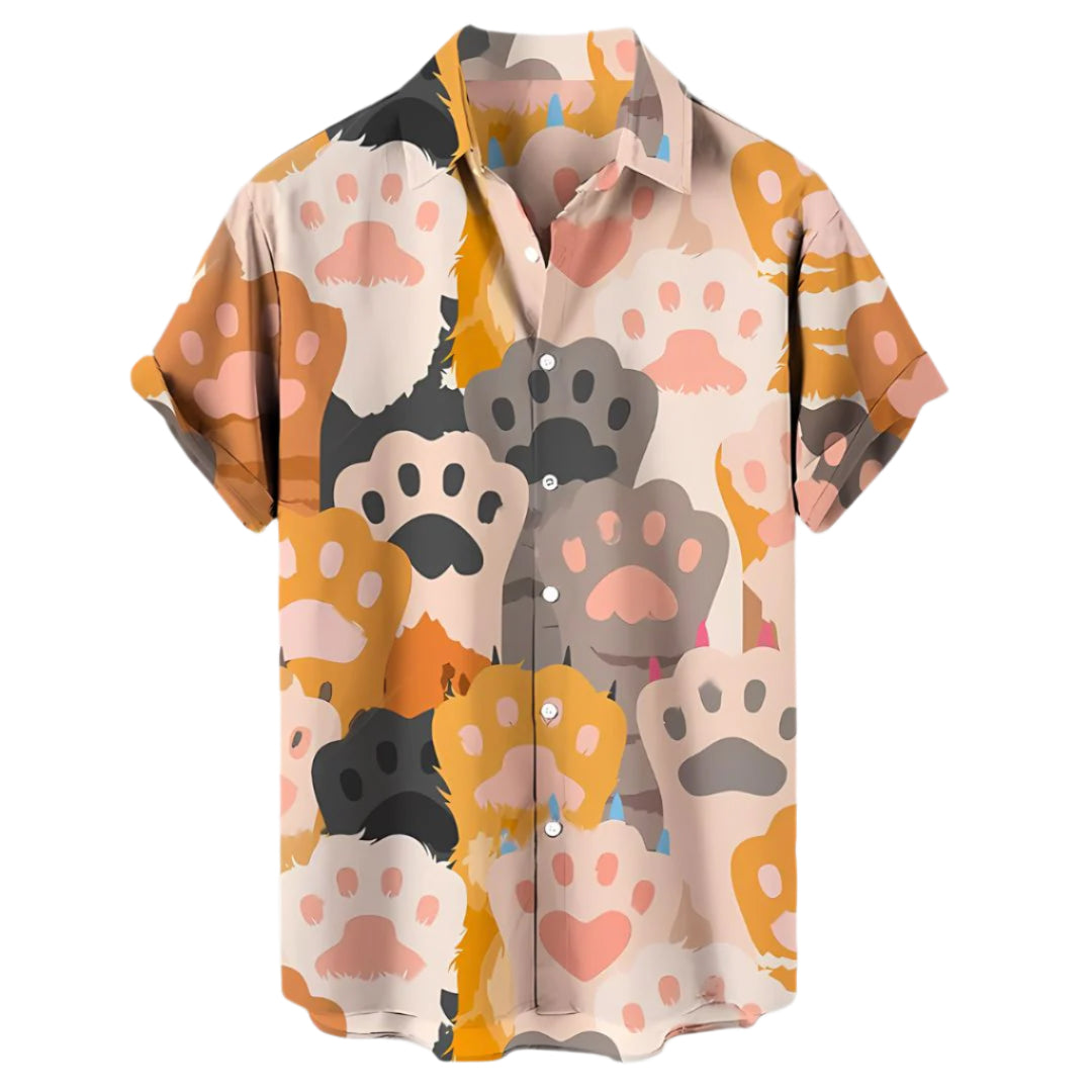 Herr T-shirt Avslappnad Kattmotiv Lätt Tyg 0