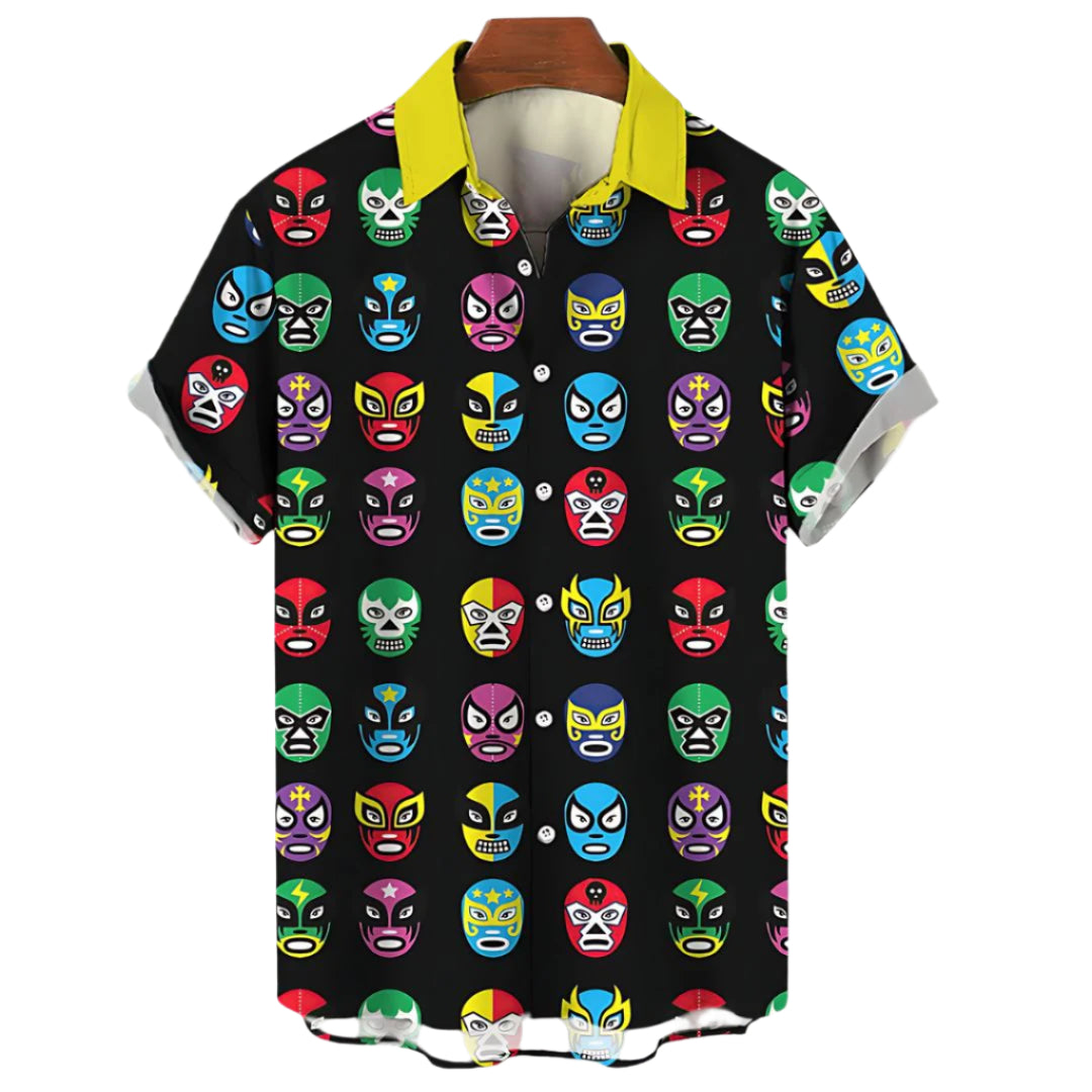 Herr T-shirt Avslappnad Passform Lätt Tyg Luchador-motiv 0