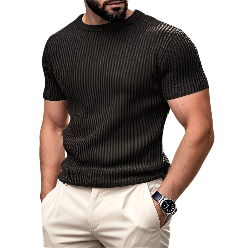 Herr T-shirt Kortärmad Jacquard Komfort Polyester 0