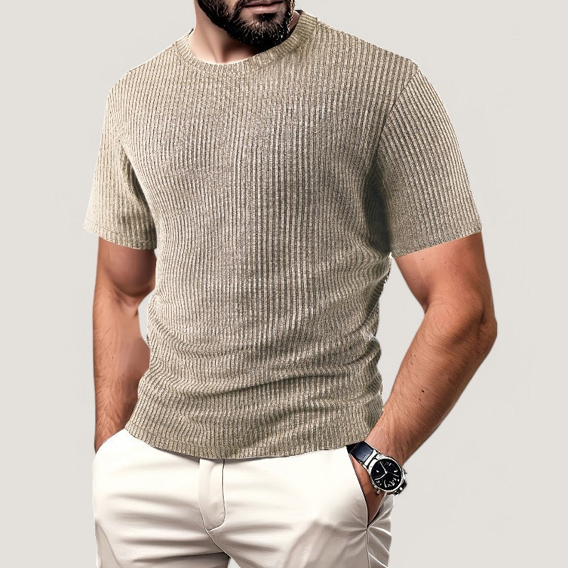 Herr T-shirt Kortärmad Jacquard Komfort Polyester 4