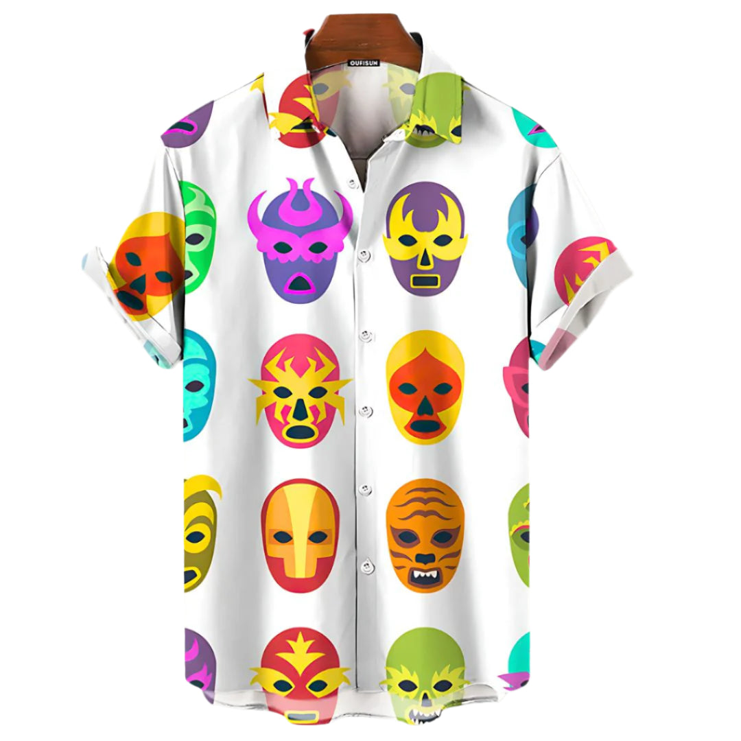 Herr T-shirt med Luchador-motiv i Avslappnad Stil 0