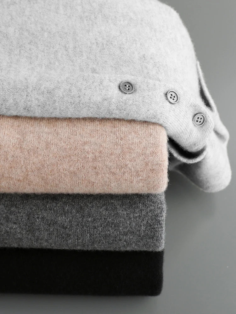 Herr Tröja Knappad Pullover i 100% Merinoull 5