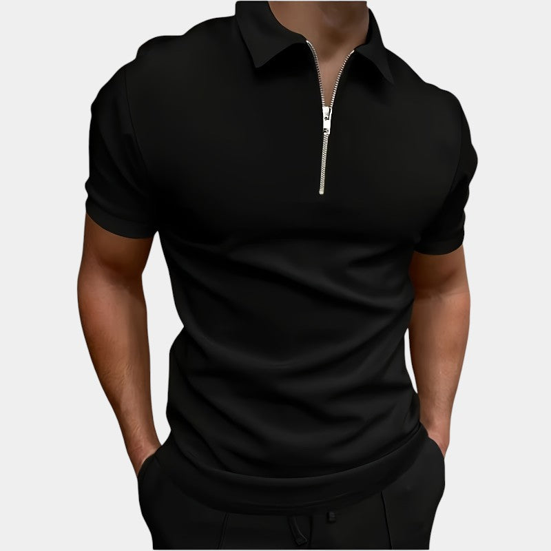 Herr Zip Golfskjorta Elastisk Enfärgad 5