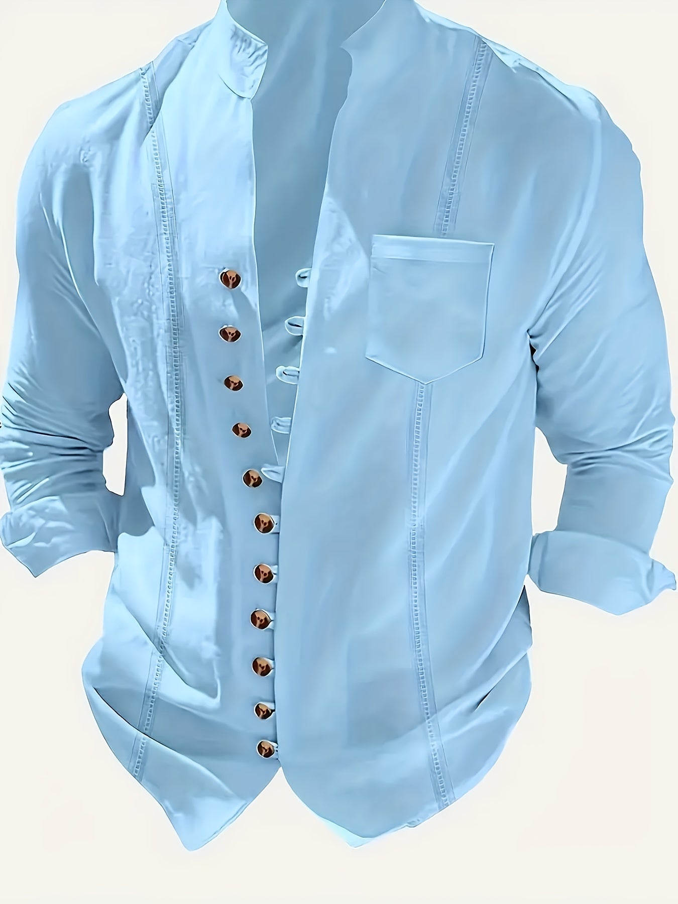 Herrars Strandkläder Set - Långärmad Skjorta & Dragsko Byxor 4