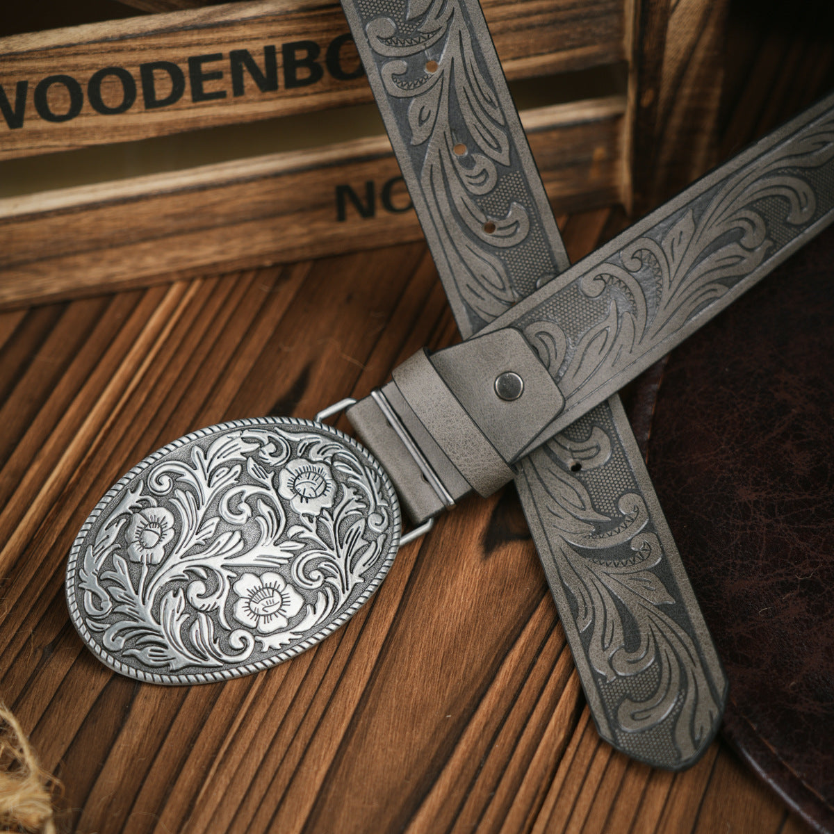 Herrbälte Västerländsk Stil med Robust Metallspänne 3