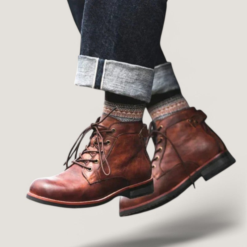 Herrboots Hög Modell Läder Robust Design 4