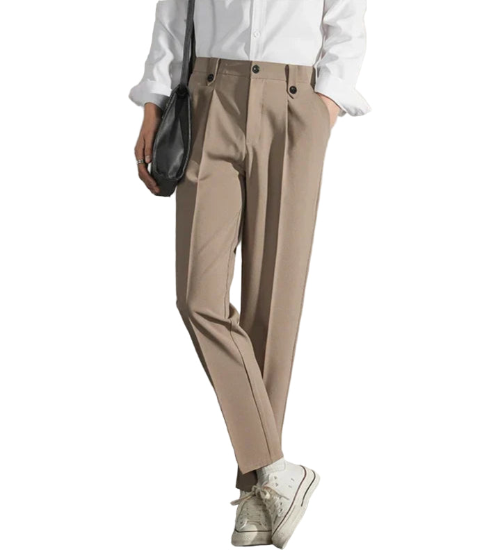 Herrbyxor Klassisk Passform Plisserad Framsida Rak Ben Bomullsblandning 0