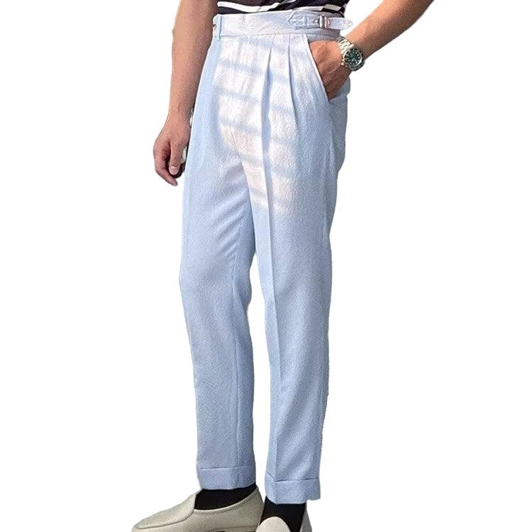 Herrbyxor Raka Hög Midja Plisserad Polyester 0