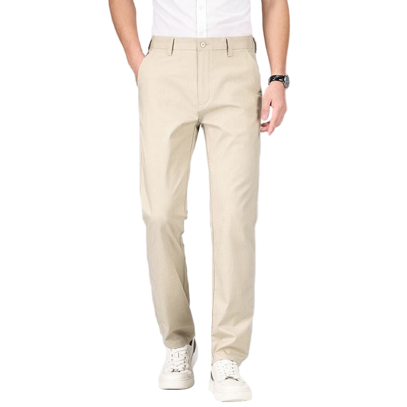 Herrbyxor Raka Tencel Linneblandning Avslappnad Passform 0