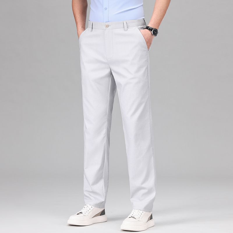 Herrbyxor Raka Tencel Linneblandning Avslappnad Passform 1