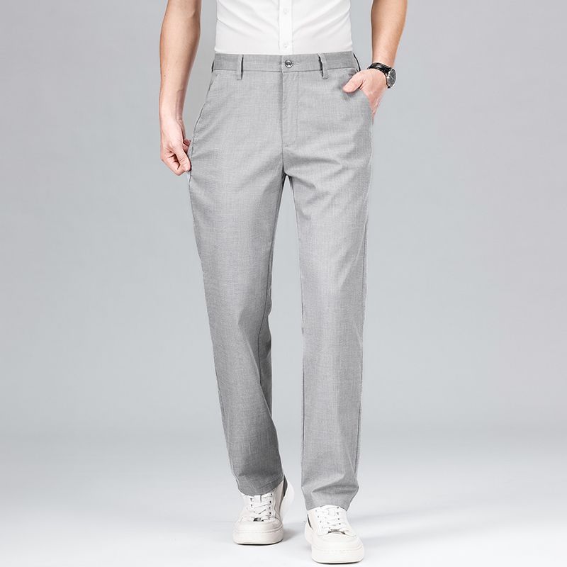 Herrbyxor Raka Tencel Linneblandning Avslappnad Passform 2