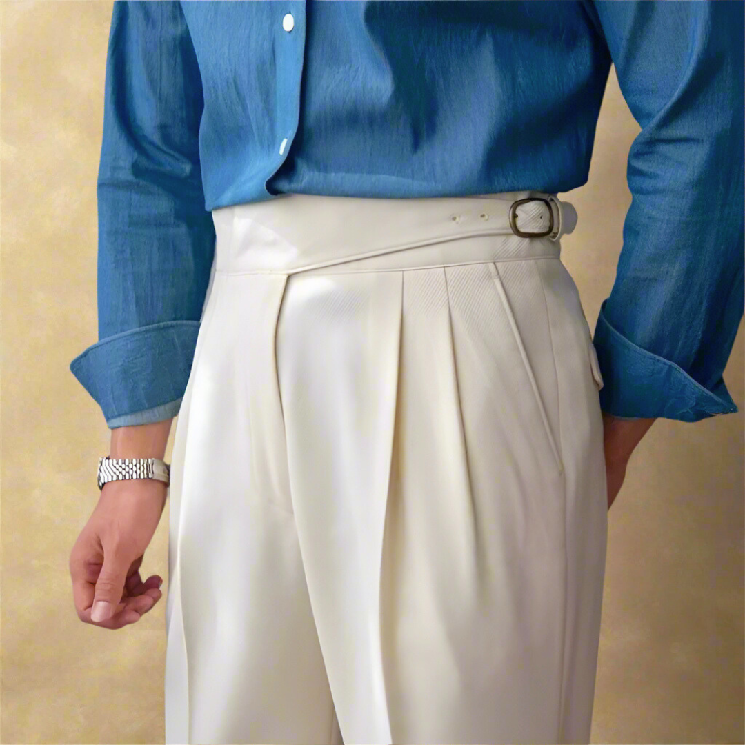 Herren Högmidjade Byxor Med Modern Passform 2