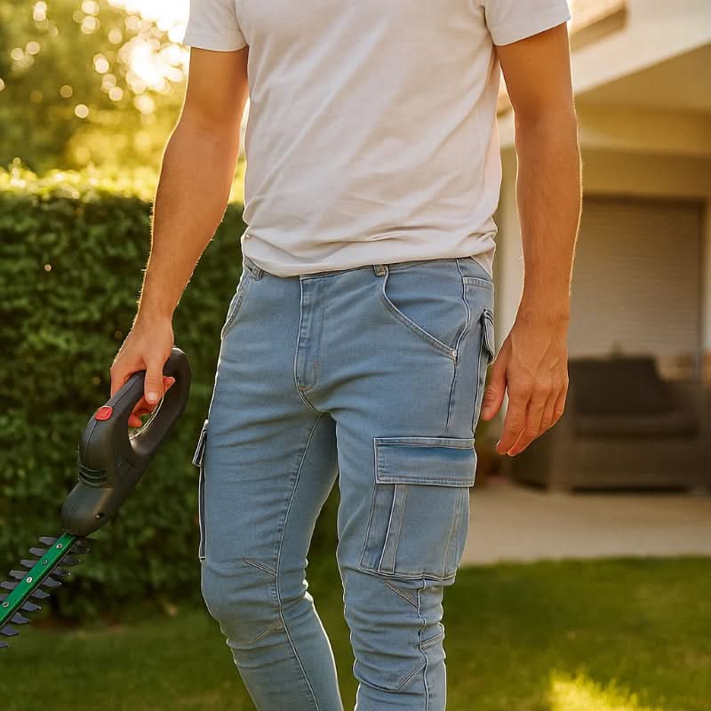 Herrens Cargojeans Slim Fit Med Flera Fickor 2