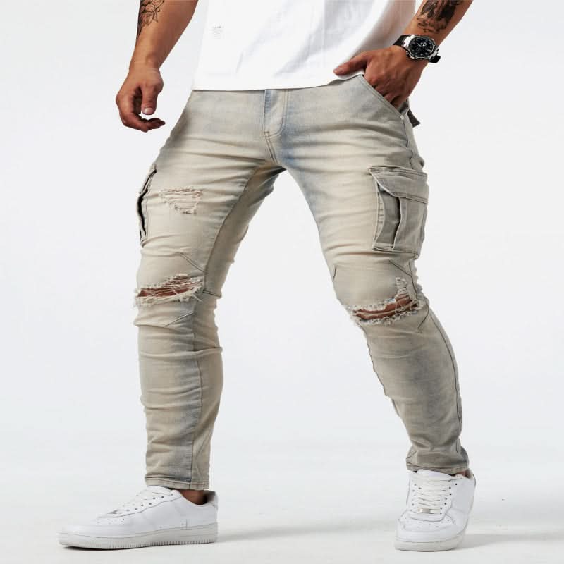 Herrens Cargojeans Slim Fit Med Flera Fickor 7