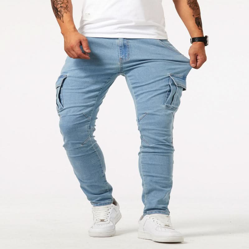 Herrens Cargojeans Slim Fit Med Flera Fickor 8