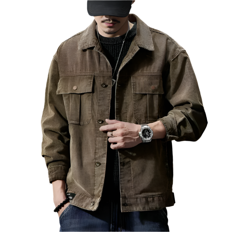 Herrens Corduroy Jacka Stilren Design Bomull Polyester 0