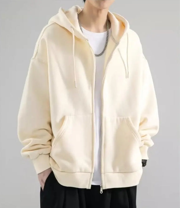 Herrens Huvtröja Med Dragkedja – Långärmad – Av Bomull 0