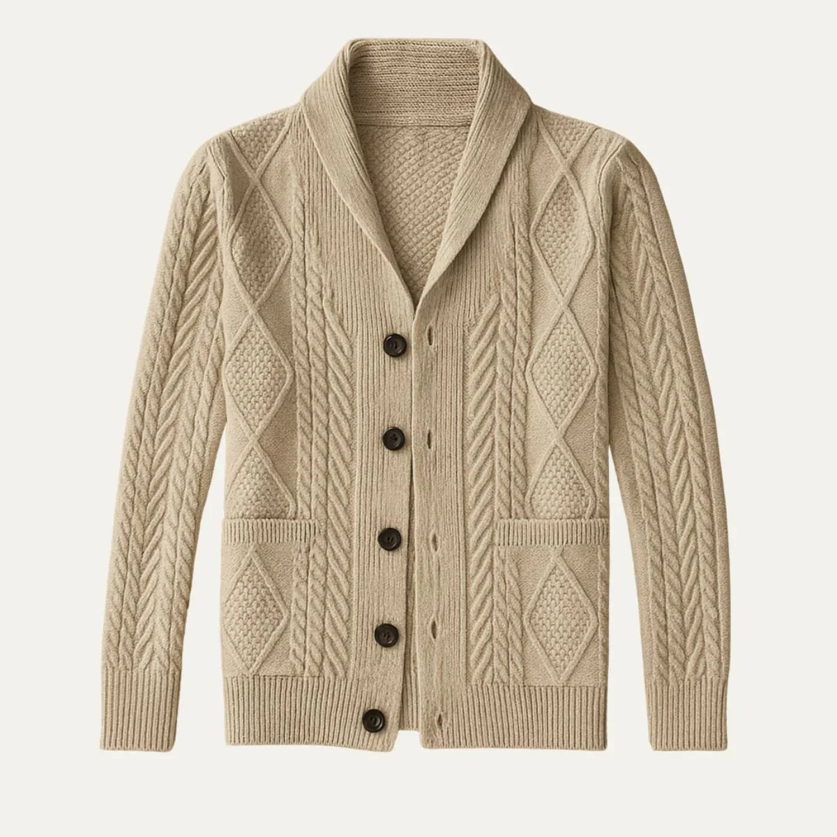 Herrens Kashmir Cardigan Avslappnad Stil 1