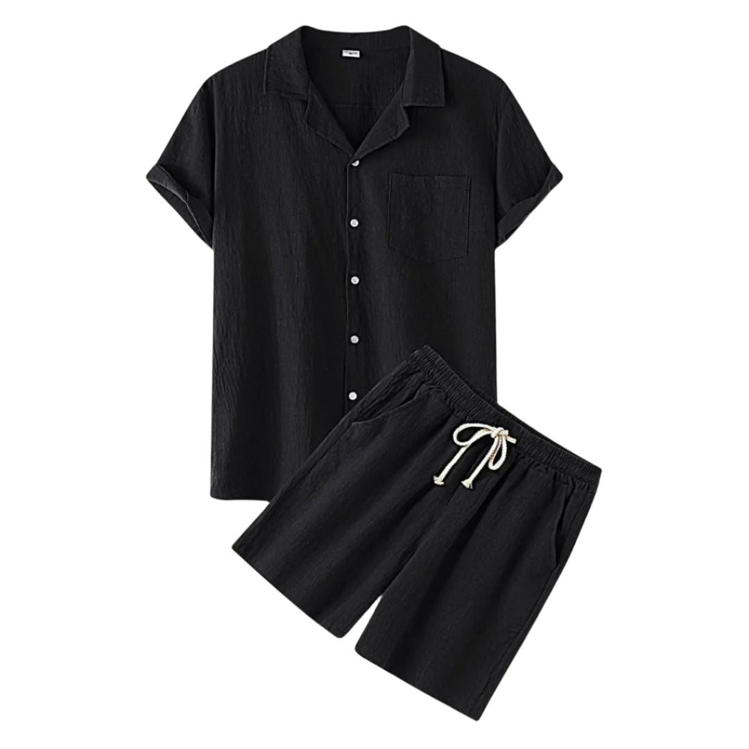 Herrens Linne Set Avslappnad Stil Linneblandning 0