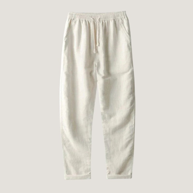 Herrens Sommarset med Knappar och Kort Ärmar i Lin 5