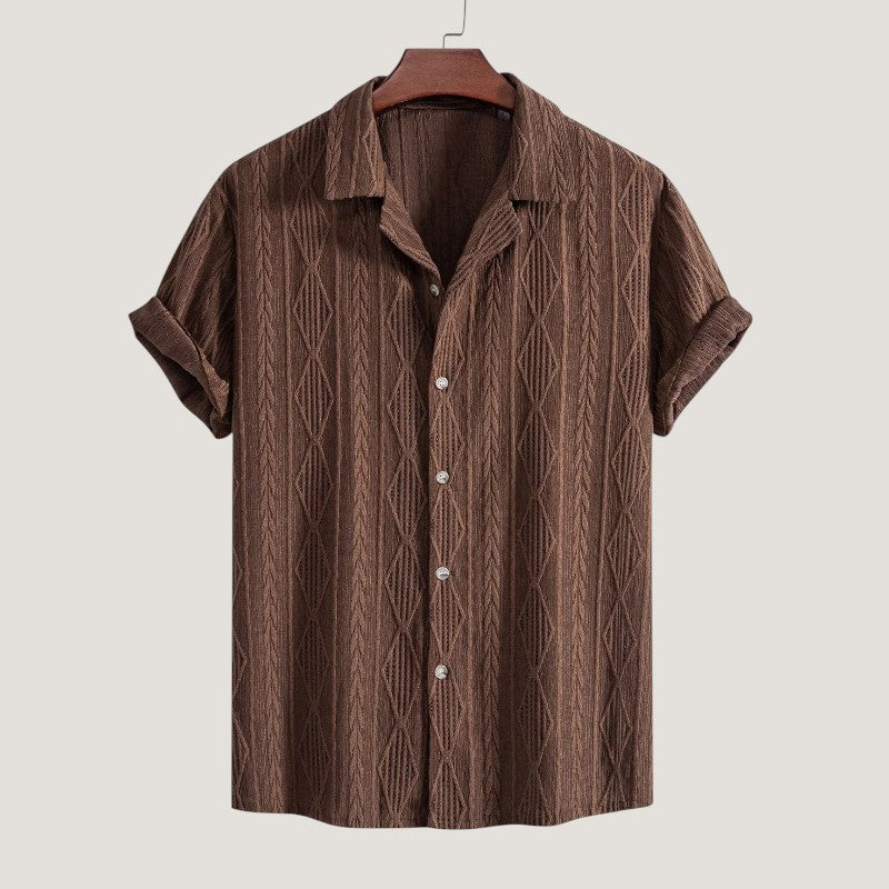 Herrens Sommarset med Knappar och Kort Ärmar i Lin 6