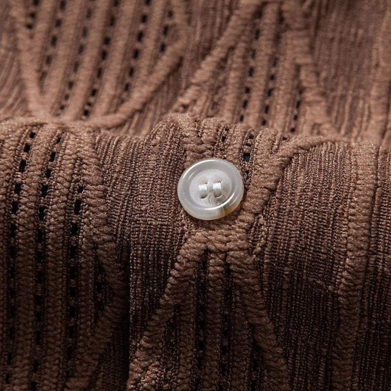 Herrens Sommarset med Knappar och Kort Ärmar i Lin 8