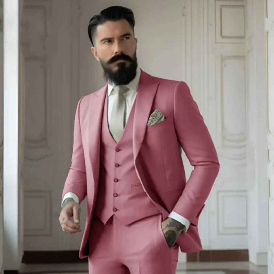 Herrens Tre Delars Kostym Slim Fit Ullmix 4