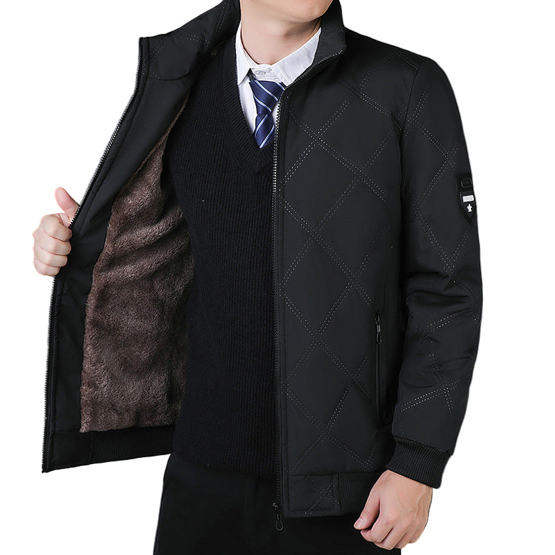 Herrjacka Vinter Kviltad Design med Ståkrage för Höst- och Vinterbruk 0