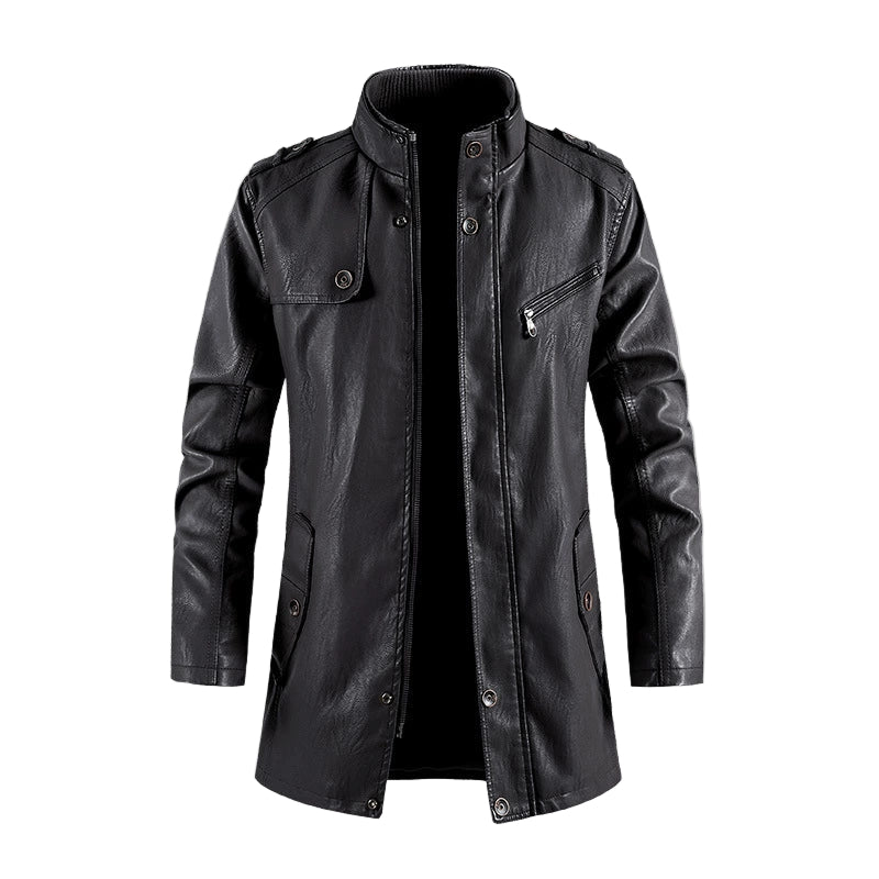 Herrjacka i PU-läder med ståkrage 0