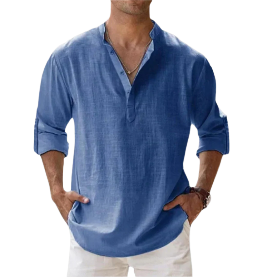 Herrpolo Lin Tunisisk Krage Lätt Andningsbar 0