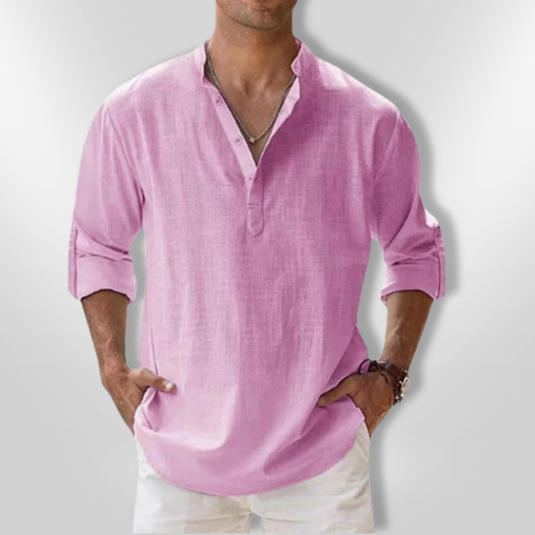 Herrpolo Lin Tunisisk Krage Lätt Andningsbar 10