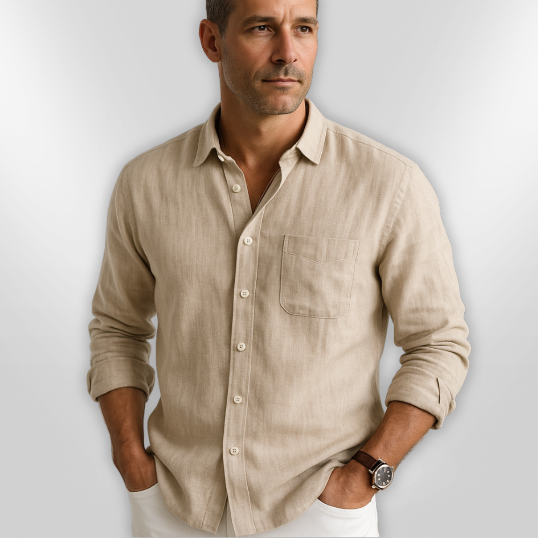 Herrpolo Lin Tunisisk Krage Lätt Andningsbar 6