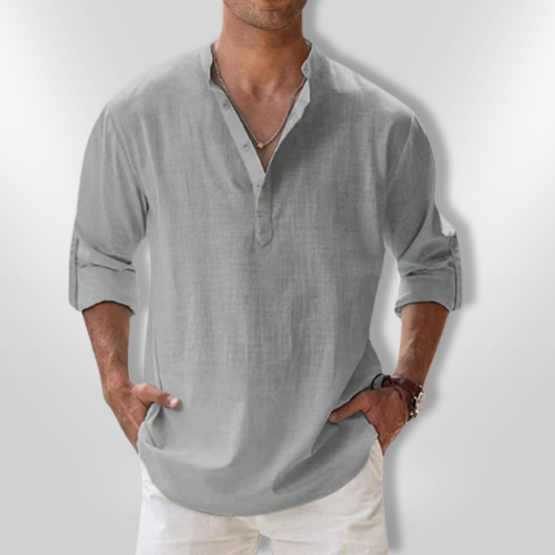 Herrpolo Lin Tunisisk Krage Lätt Andningsbar 7