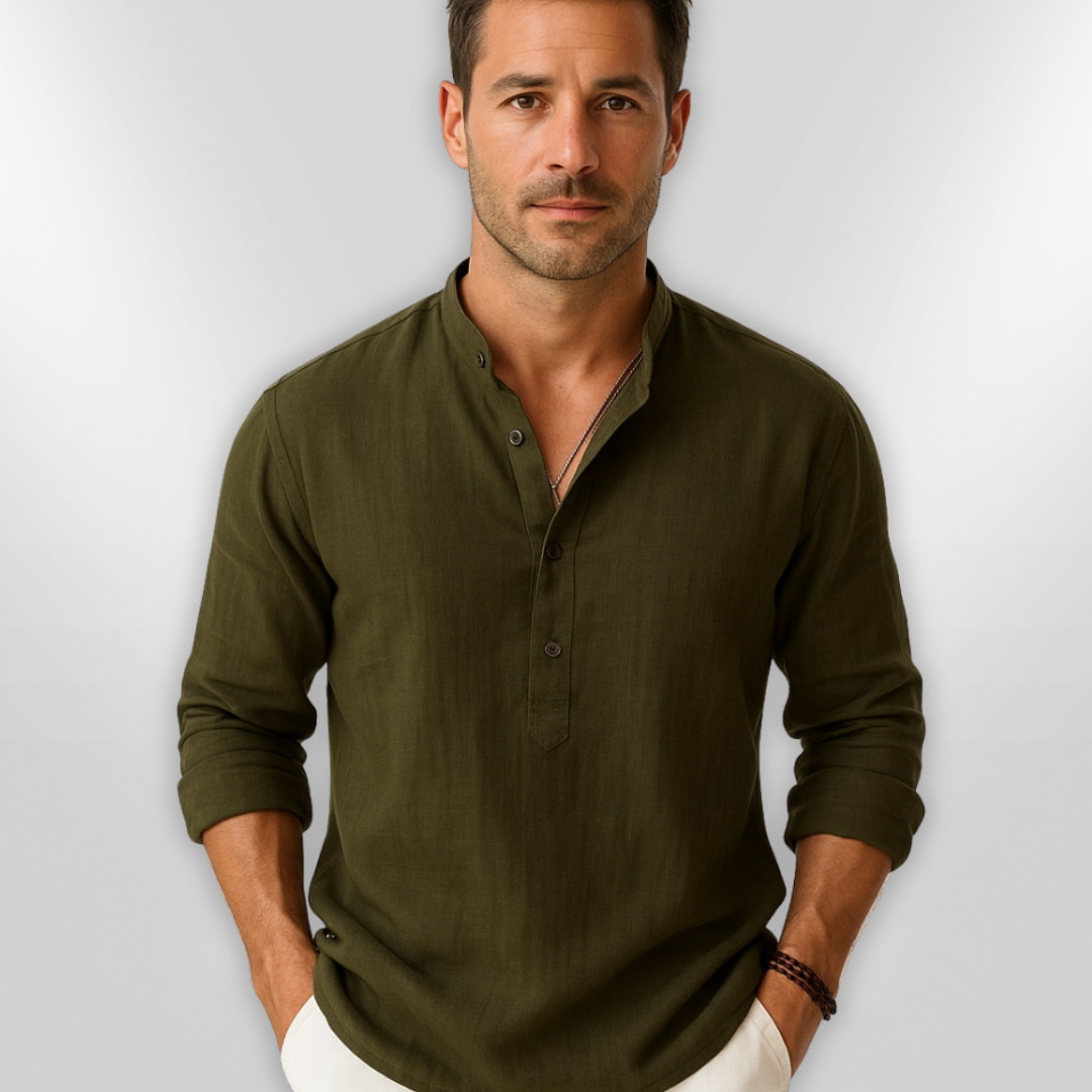 Herrpolo Lin Tunisisk Krage Lätt Andningsbar 8