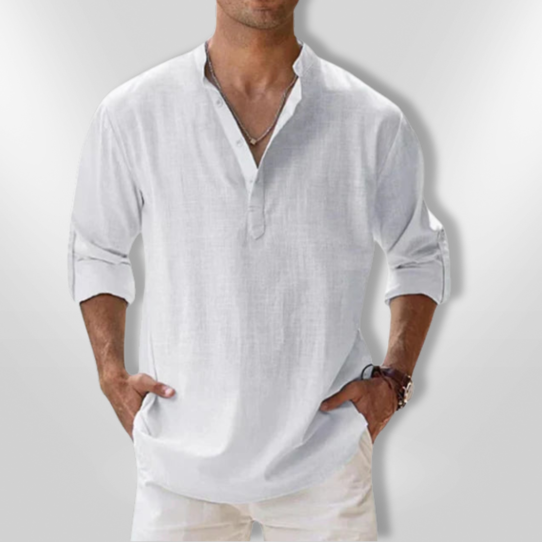 Herrpolo Lin Tunisisk Krage Lätt Andningsbar 9