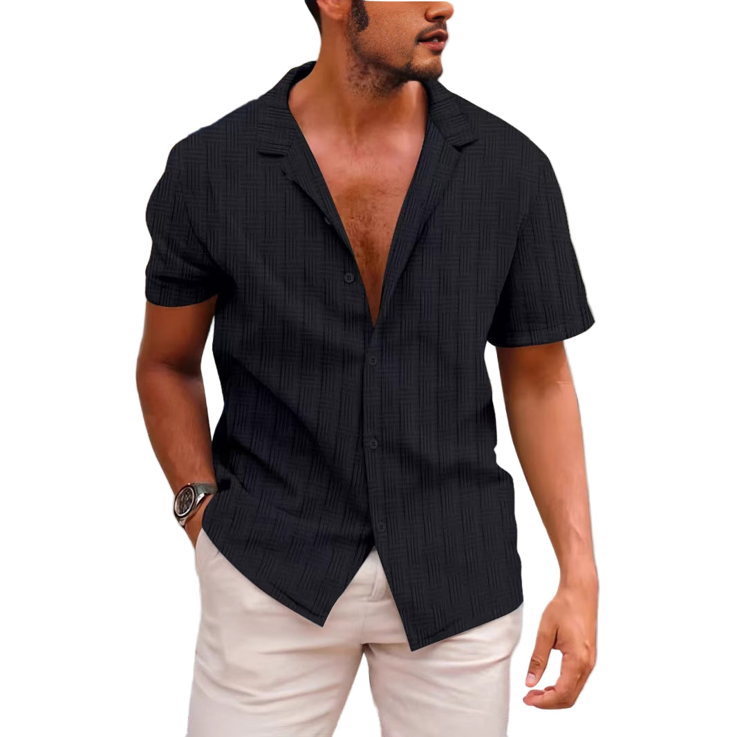 Herrskjorta Kort Ärmar Klassisk Passform Knapp-Up Casual Stil 0