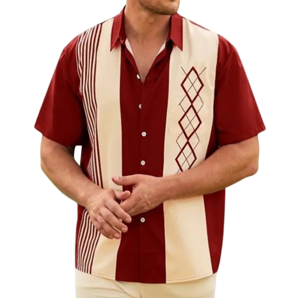 Herrskjorta Kort Ärmar Retro Stil 1