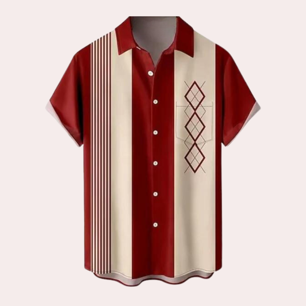 Herrskjorta Kort Ärmar Retro Stil 2