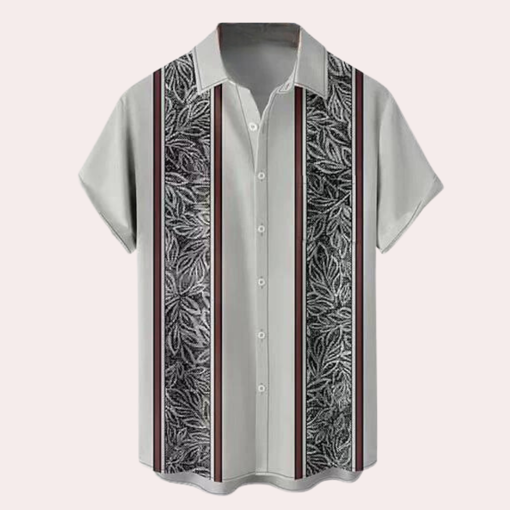 Herrskjorta Kort Ärmar Retro Stil 4