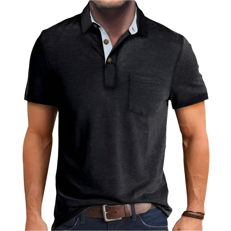 Herrskjorta Kortärmad Med Fickor Polyester Sommar 0