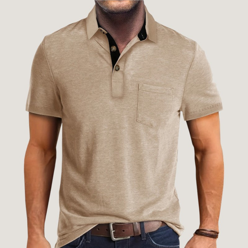 Herrskjorta Kortärmad Med Fickor Polyester Sommar 1