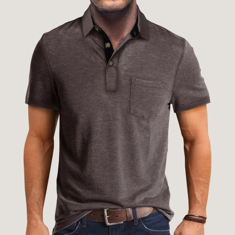 Herrskjorta Kortärmad Med Fickor Polyester Sommar 11