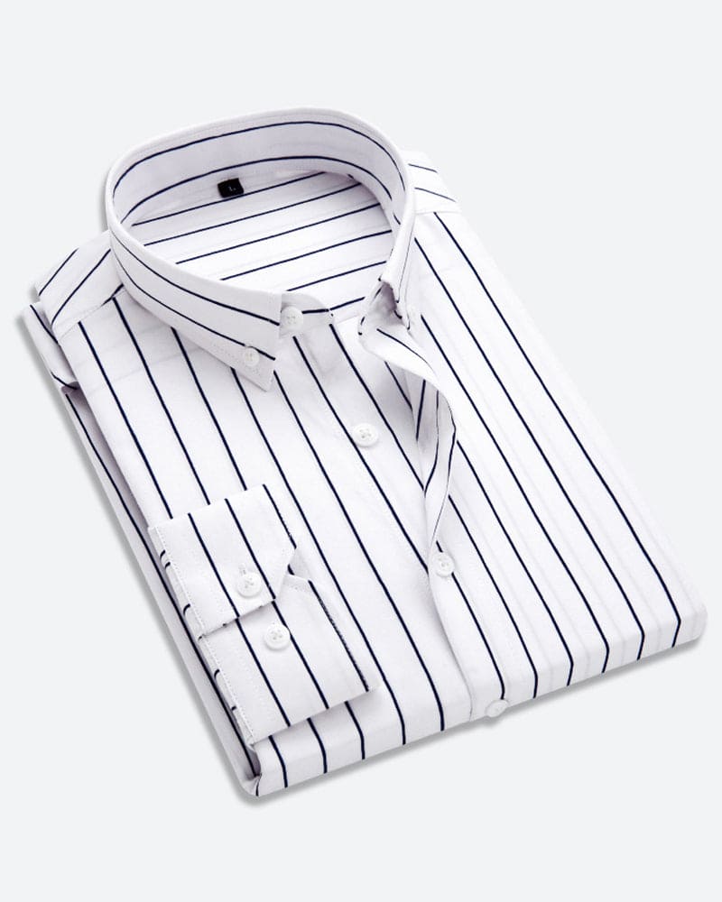 Herrskjorta Randig Casual Stil med Bröstficka Långärmad 0