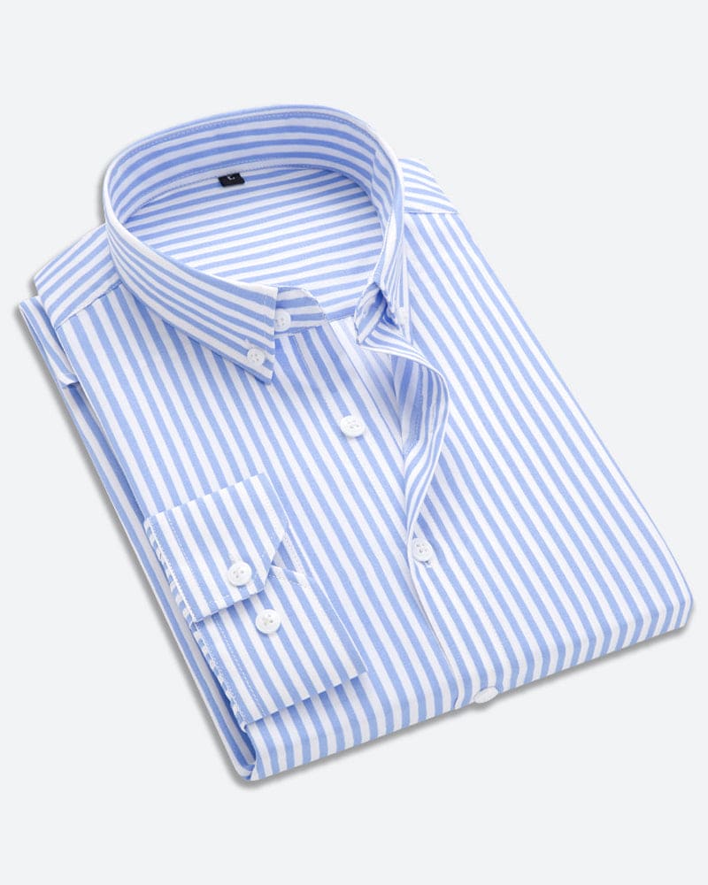 Herrskjorta Randig Casual Stil med Bröstficka Långärmad 2
