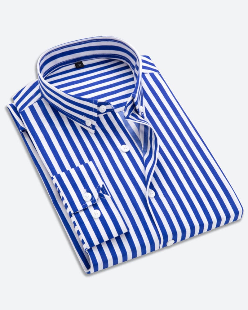 Herrskjorta Randig Casual Stil med Bröstficka Långärmad 3